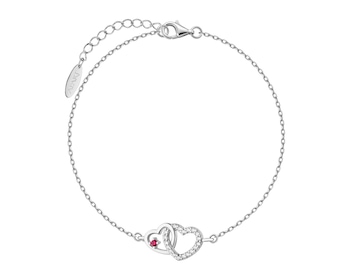 Bransoletka srebrna z cyrkoniami - serca