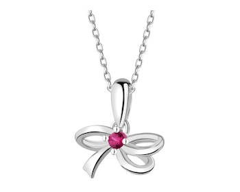 Zawieszka srebrna z cyrkonią - kokardka