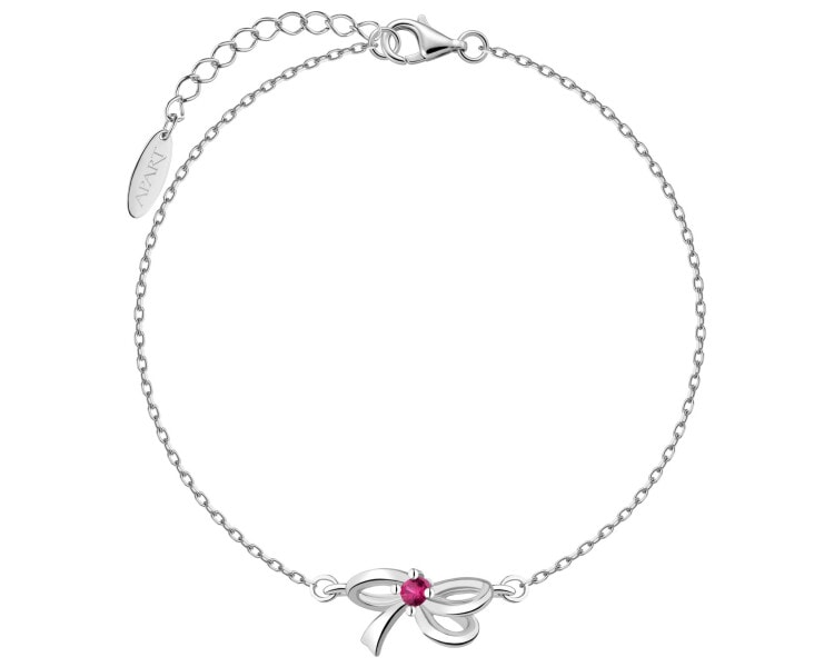 Bransoletka srebrna z cyrkonią - kokardka