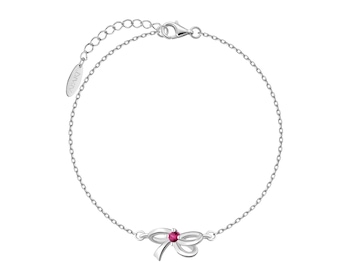 Bransoletka srebrna z cyrkonią - kokardka