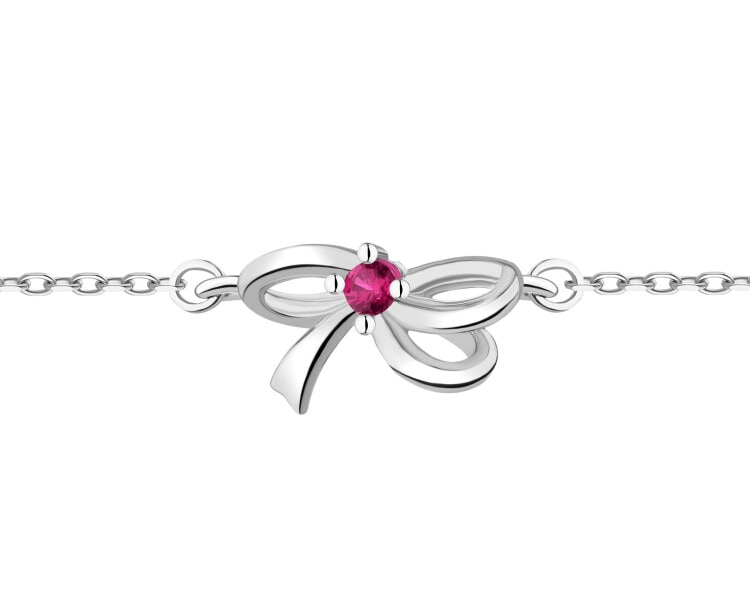 Bransoletka srebrna z cyrkonią - kokardka