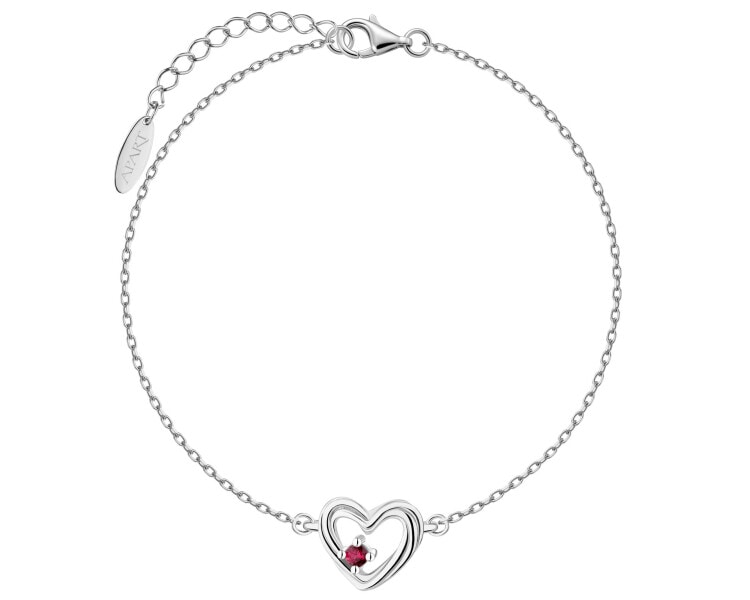 Bransoletka srebrna z cyrkonią - serce