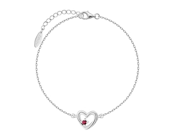 Bransoletka srebrna z cyrkonią - serce