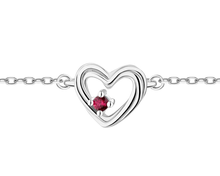 Bransoletka srebrna z cyrkonią - serce