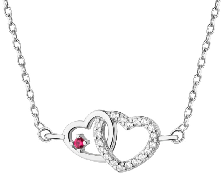 Naszyjnik srebrny z cyrkoniami - serca