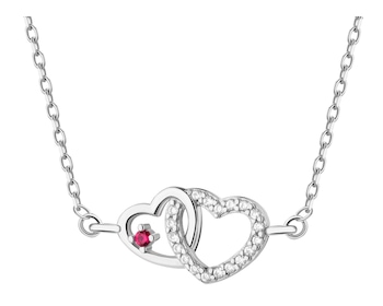 Naszyjnik srebrny z cyrkoniami - serca
