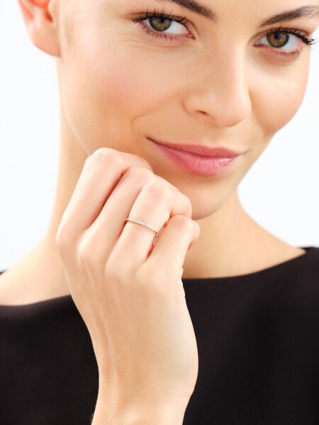 Pierścionek z żółtego złota z brylantami - 0,05 ct - próba 585