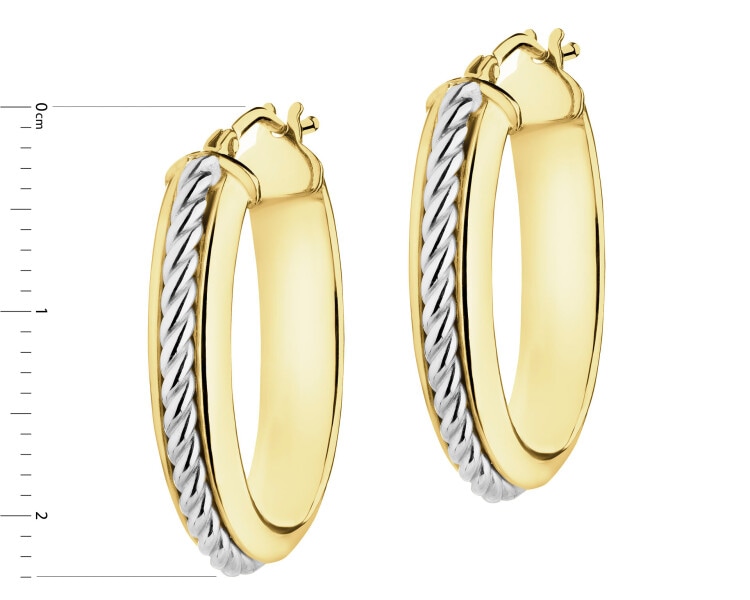 14 K Rhodium-Plated Yellow Gold Dangling Earring 
