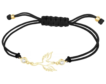 Bransoletka z cyrkoniami i elementami z żółtego złota - ptak