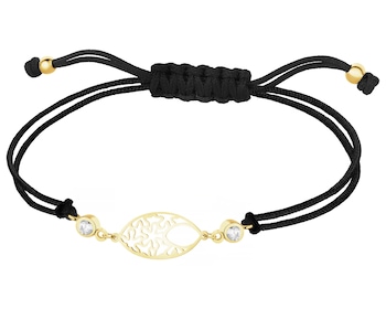 Bransoletka z cyrkoniami i elementami z żółtego złota