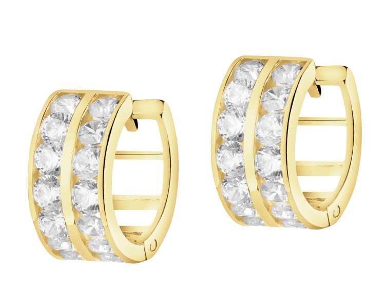 Złote kolczyki z cyrkoniami - koła