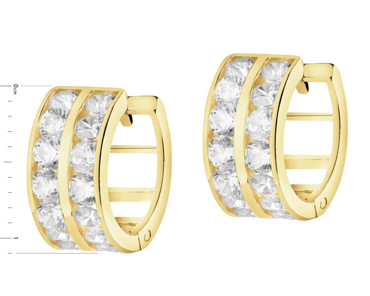 8 K Yellow Gold Hoop Earring with Cubic Zirconia