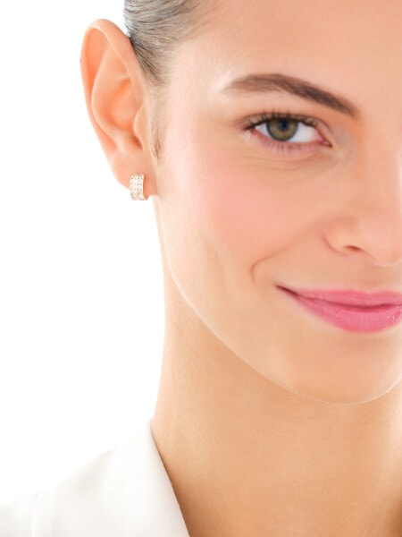 8 K Yellow Gold Hoop Earring with Cubic Zirconia