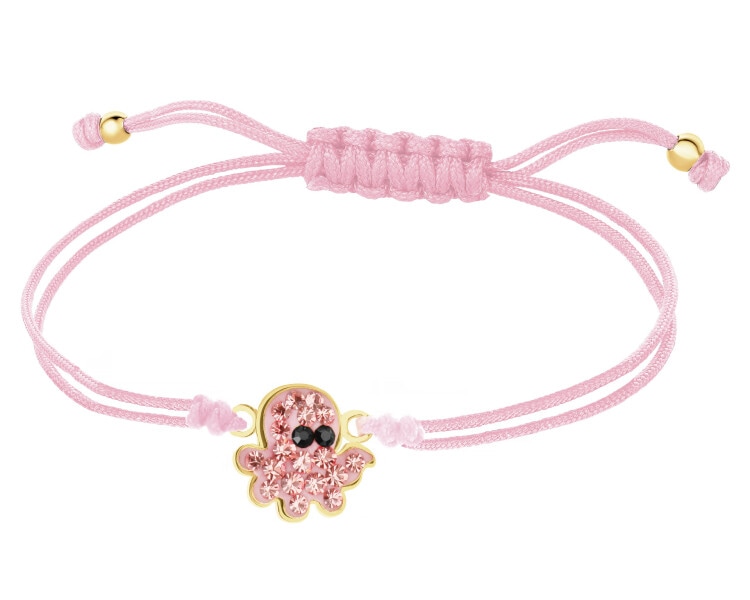 Bransoletka z cyrkoniami, emalią i elementami z żółtego złota - ośmiornica