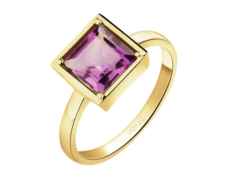 Złoty pierścionek z ametystem