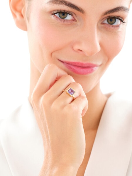 8 K Yellow Gold Ring with Amethyst