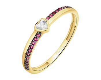 Złoty pierścionek z cyrkoniami - serce