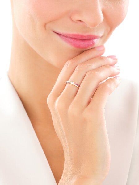 333 Yellow Gold/Black Rhodium Band Ring with Cubic Zirconia