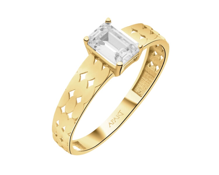 Złoty pierścionek z cyrkonią