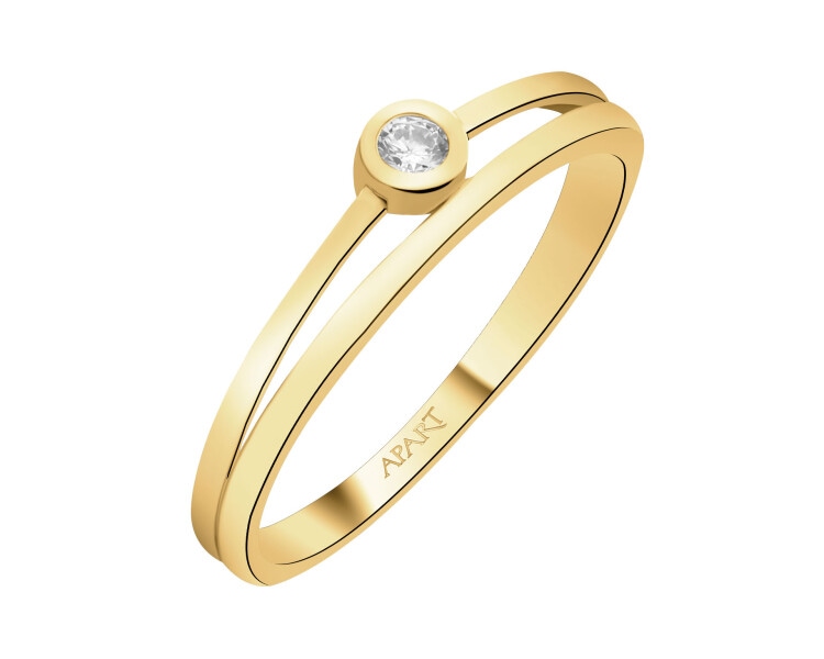 Złoty pierścionek z cyrkonią