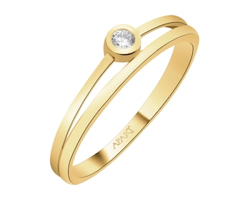 Złoty pierścionek z cyrkonią