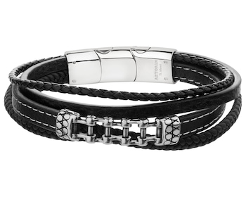 Bransoletka ze stali szlachetnej i skóry