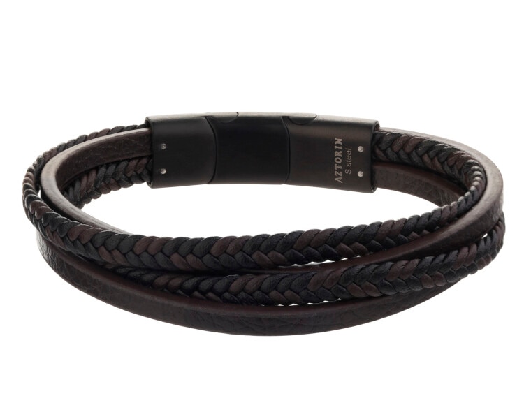 Bransoletka ze stali szlachetnej i skóry