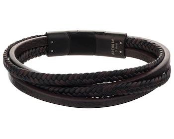 Bransoletka ze stali szlachetnej i skóry