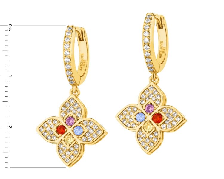 Gold-Plated Brass Dangling Earring with Cubic Zirconia