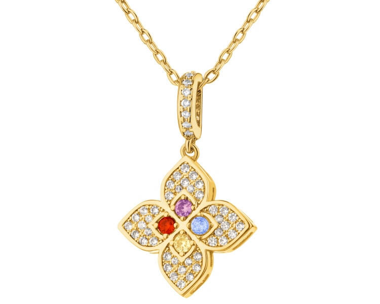 Naszyjnik z mosiądzu pozłacany z cyrkoniami