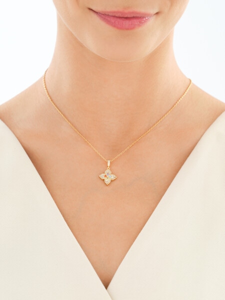 Gold-Plated Brass Necklace with Cubic Zirconia