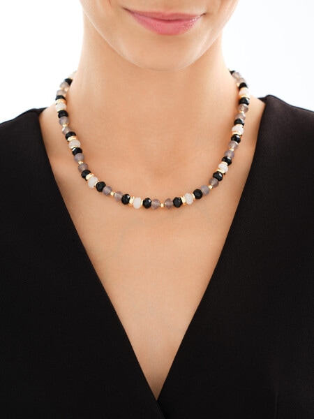 Gold-Plated Brass Necklace with Agate