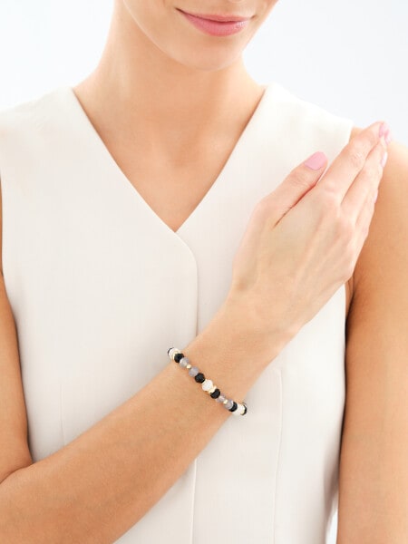 Pozlacený náramek z mosazi s acháty a křemeny