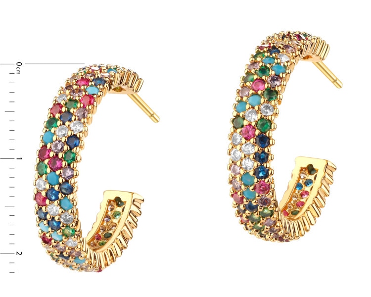 Gold-Plated Brass, Gold-Plated Silver Hoop Earring with Cubic Zirconia