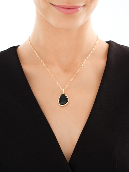 Pozlacený náhrdelník z mosazi s achátem