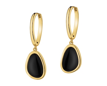 Kolczyki z mosiądzu pozłacane z agatami