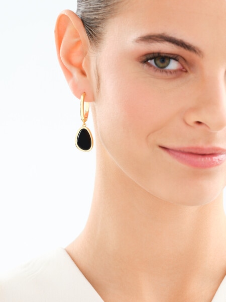 Pozlacené náušnice z mosazi s acháty