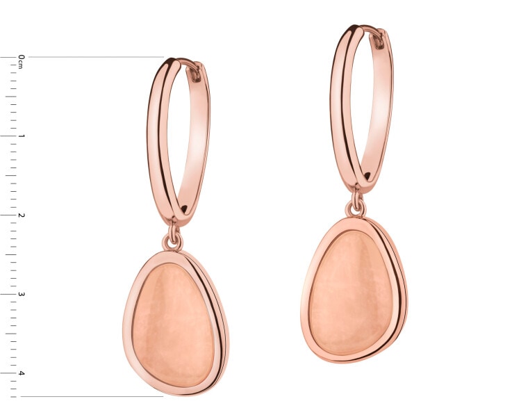 Gold-Plated Brass, Gold-Plated Silver Dangling Earring with Quartz