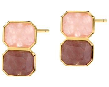 Kolczyki z mosiądzu pozłacane z kwarcami