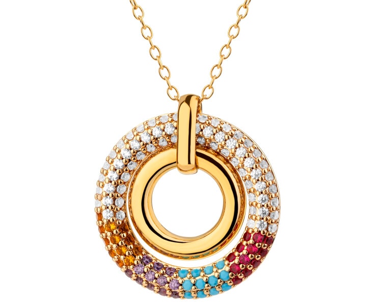 Naszyjnik z mosiądzu pozłacany z cyrkoniami