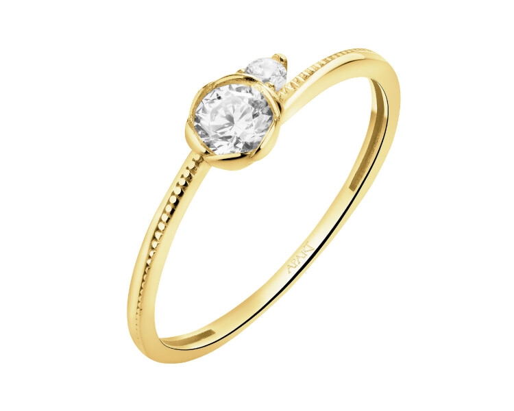 Złoty pierścionek z cyrkoniami - kwiat