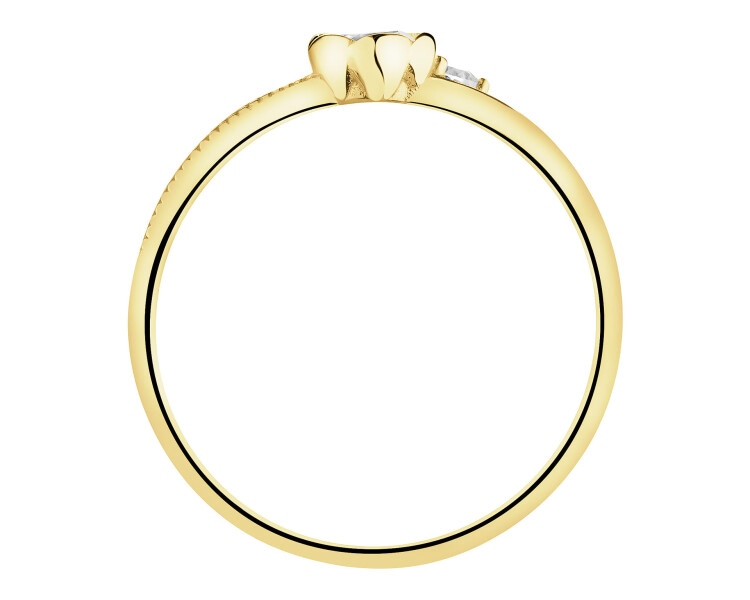 Złoty pierścionek z cyrkoniami - kwiat