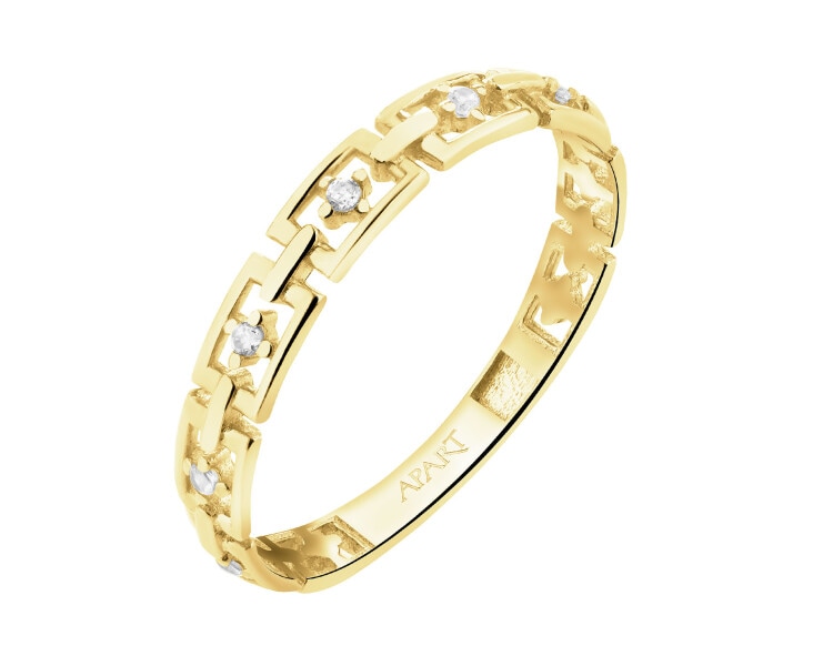 Złoty pierścionek z cyrkoniami