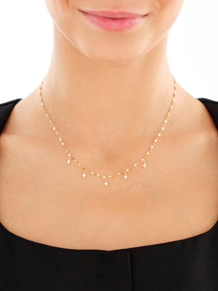 14 K Yellow Gold Necklace with Pearl