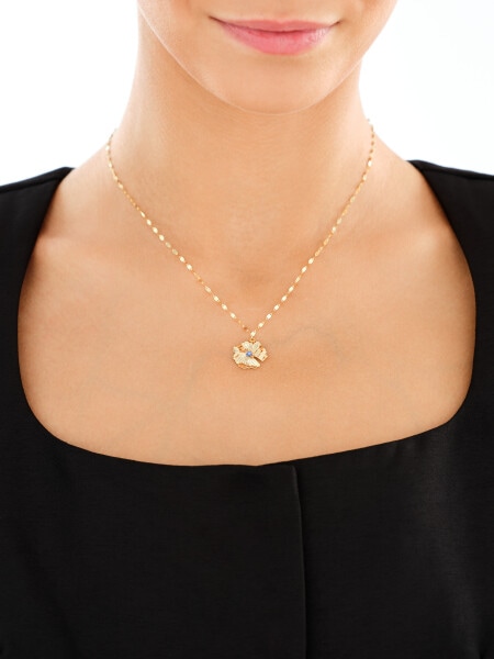 14 K Yellow Gold Necklace with Cubic Zirconia