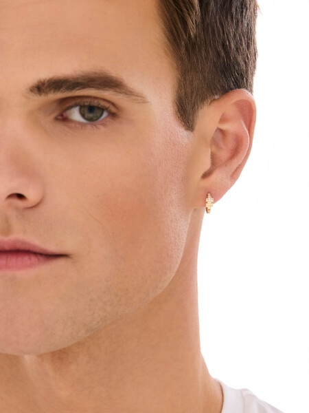 9 K Yellow Gold Hoop Earring with Cubic Zirconia