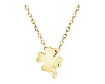 Złoty naszyjnik z cyrkonią - koniczyna