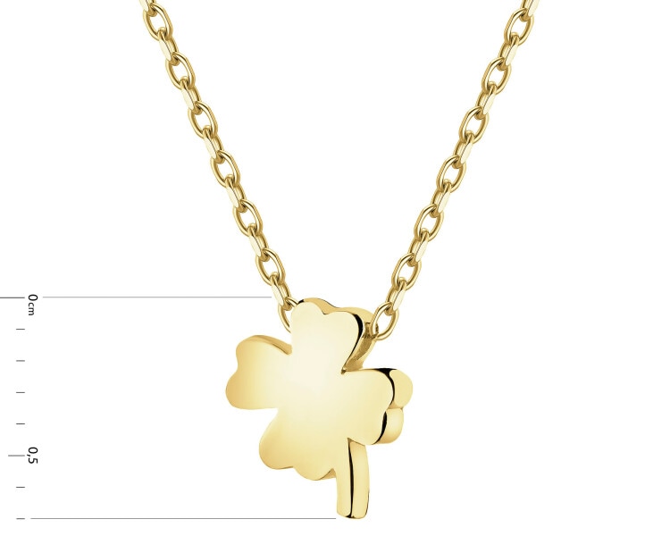 Złoty naszyjnik z cyrkonią - koniczyna