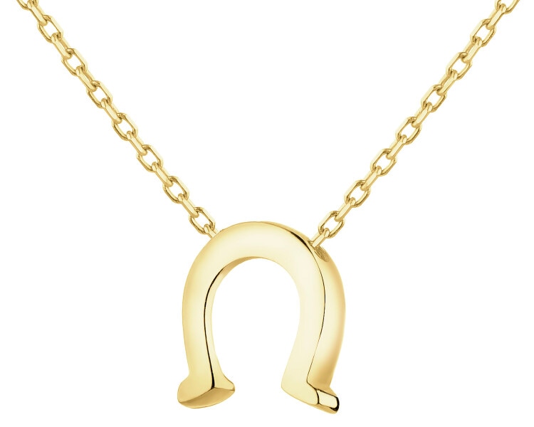 Złoty naszyjnik z cyrkonią - podkowa