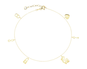 Złota bransoletka z cyrkonią - nieskończoność, kłódka, love, kluczyk, serce